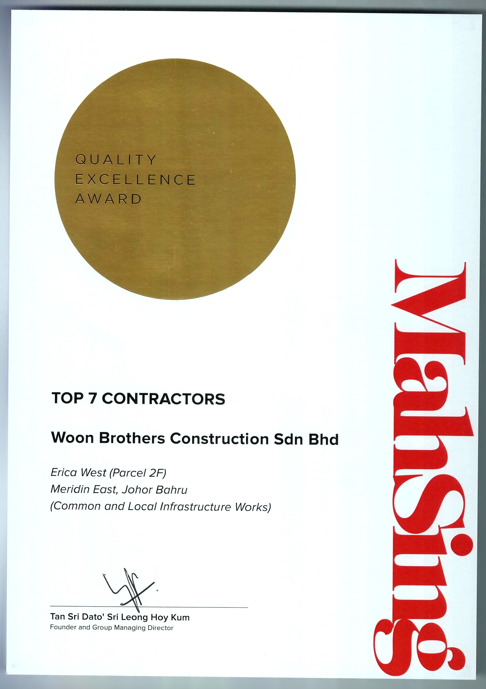 Top 7 Contractors Award
